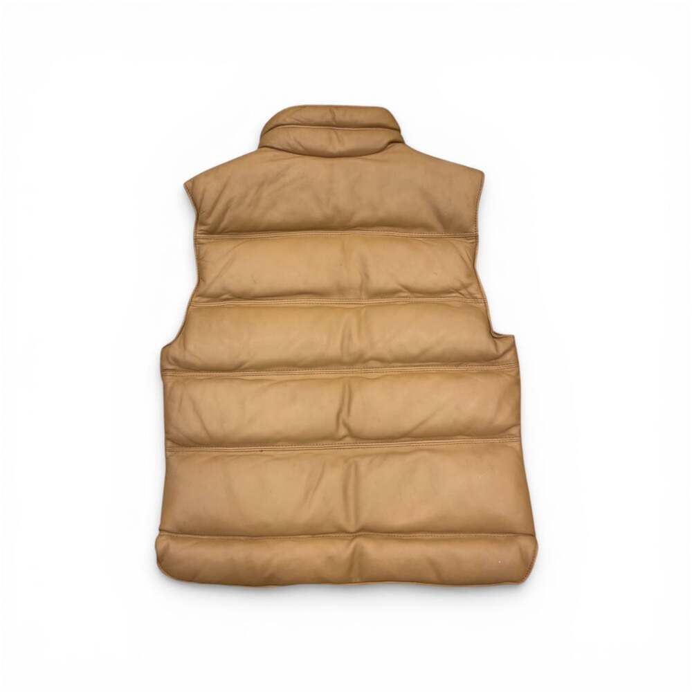 Philippe Monet Vintage Genuine Leather Puffer Vest with Down/Feather - Size XS - Picture 2 of 6